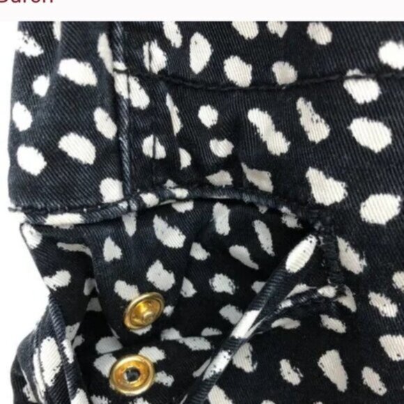 Tory Burch Walker Cargo Animal Print Pony Dots Jeans Pants Logo Stretch Waist 27 - Picture 8 of 16